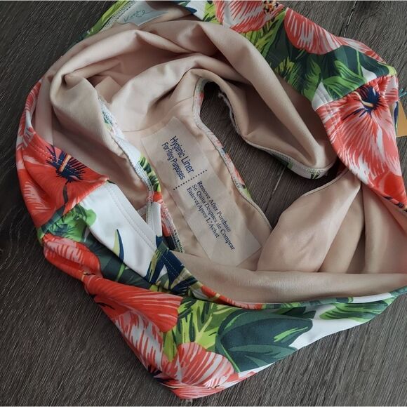 Kona Sol Shirred High Coverage High Waist Floral Bikini Bottoms Swimwear X Large - Picture 6 of 6